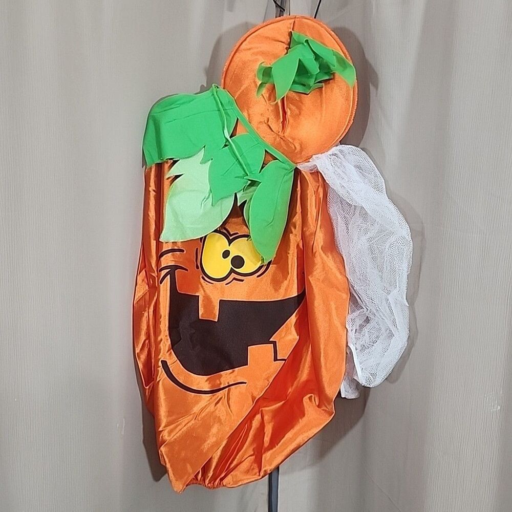 Costume Jolly Jack-O-Lantern Pumpkin Kid 6-10 Bodysuit, Hat, Collar Disguise NEW